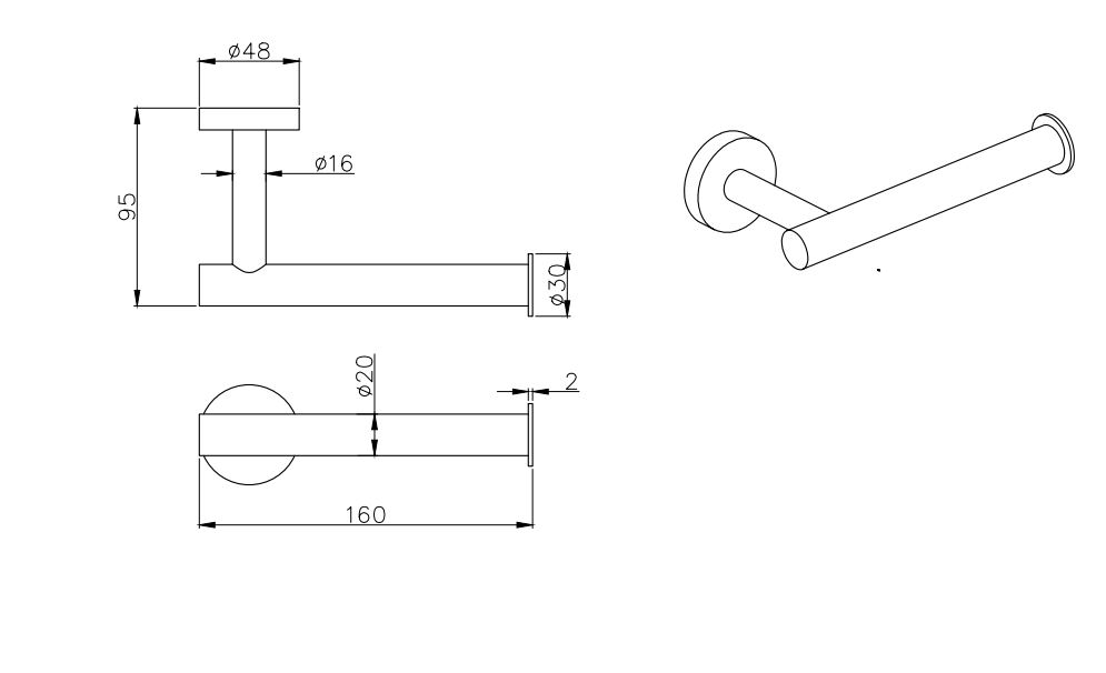 Бумагодержатель Aquanet ВЕГА хром AQ4008CR