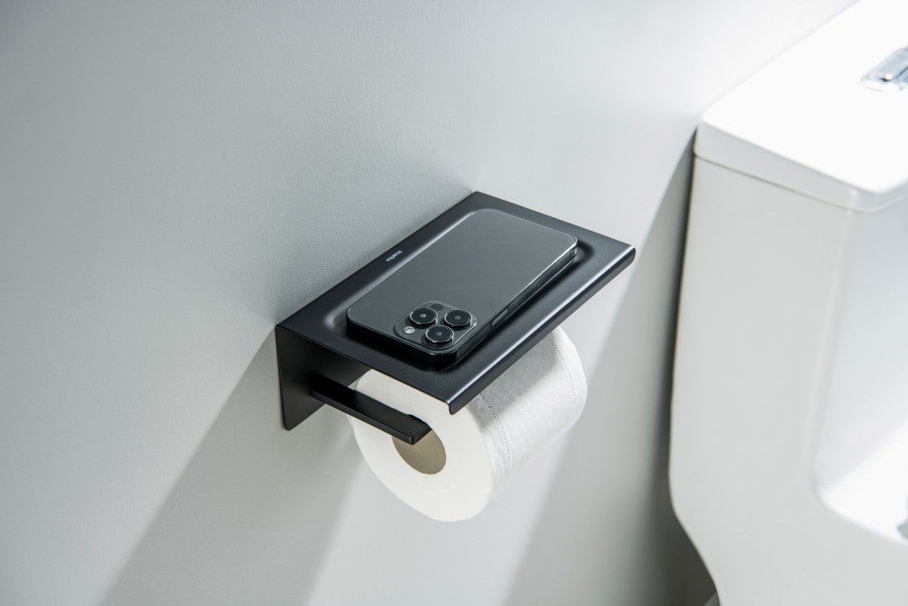 Держатель туалетной бумаги с полкой Aquatek Libra матовый черный AQ4309MB