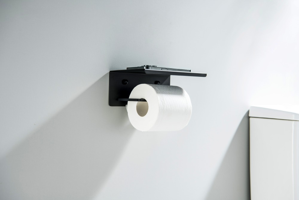 Держатель туалетной бумаги с полкой Aquatek Libra матовый черный AQ4309MB