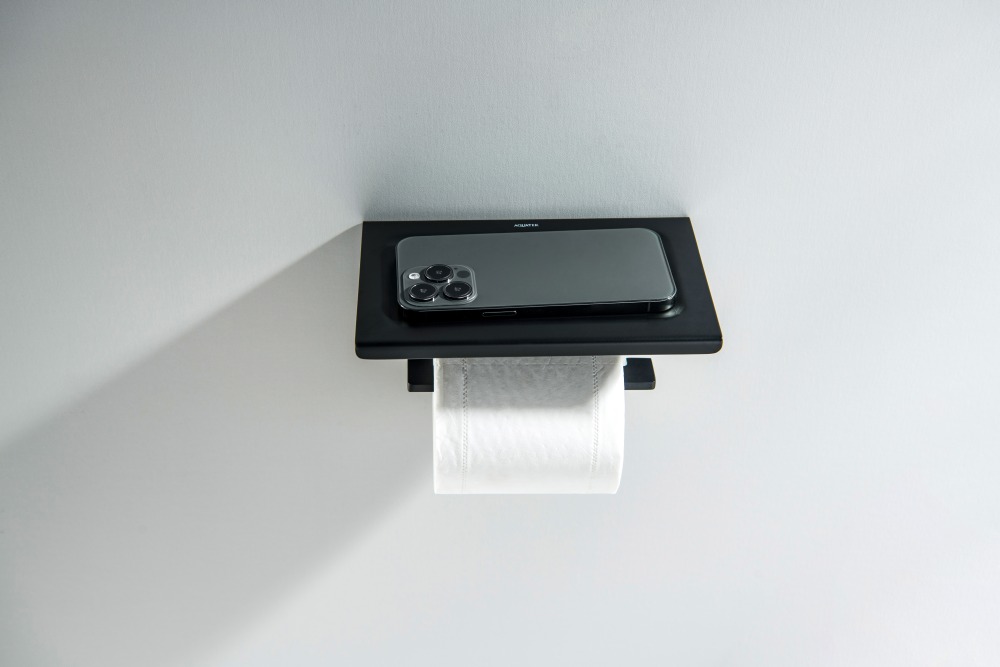 Держатель туалетной бумаги с полкой Aquatek Libra матовый черный AQ4309MB