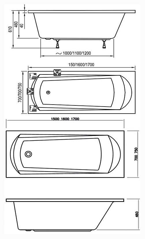 Ванна акриловая RAVAK Domino 170х75 см C631000000