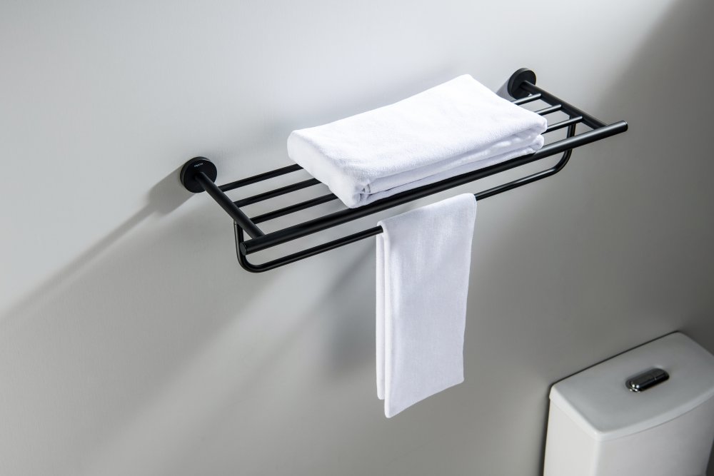 Полка для полотенец Aquatek Оберон матовый черный AQ4215MB