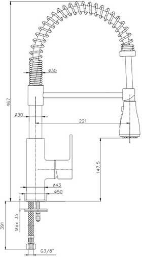 Смеситель для кухни TRES NITA сталь 102518106EX