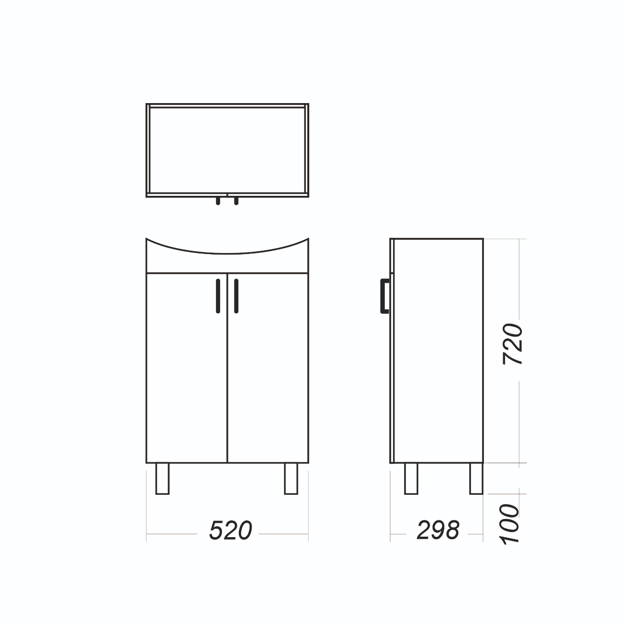 Тумба напольная Sanita Luxe Рондо 56 520х820х298 мм белая RNDSACW56013F1