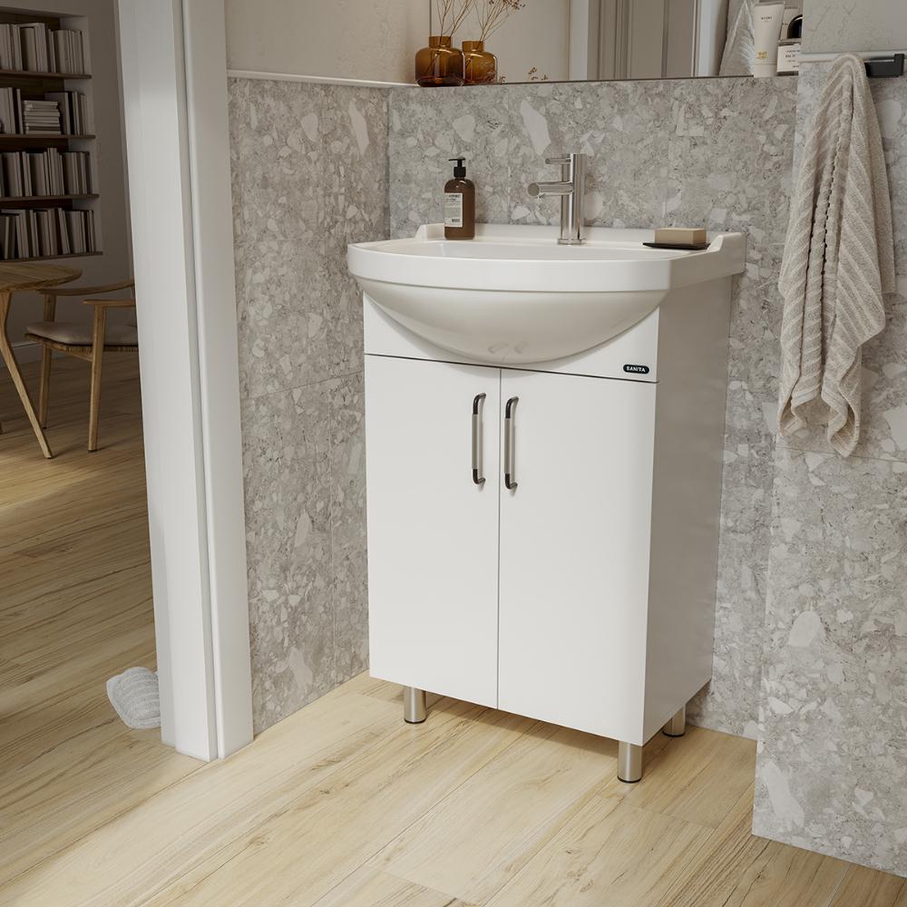 Тумба напольная Sanita Luxe Рондо 56 520х820х298 мм белая RNDSACW56013F1