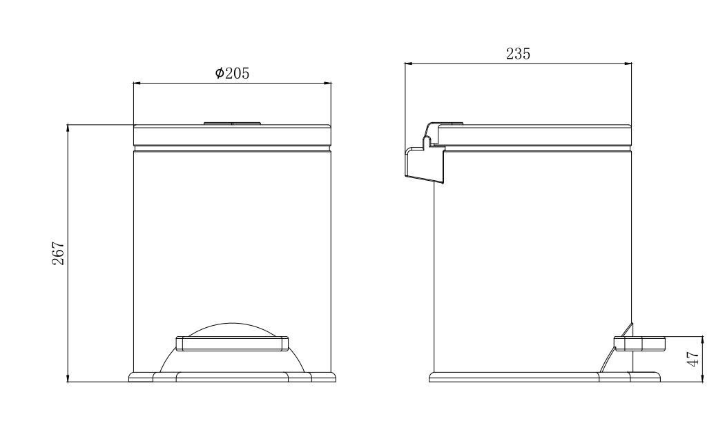 Корзина для мусора с педалью Aquanet Вега 5 л матовый черный AQ4016MB