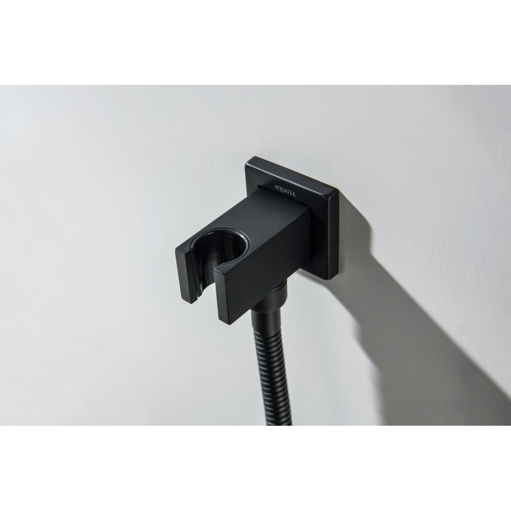 Шланговое подсоединение с держателем Aquanet AQ2463MB матовый черный AQ2463MB
