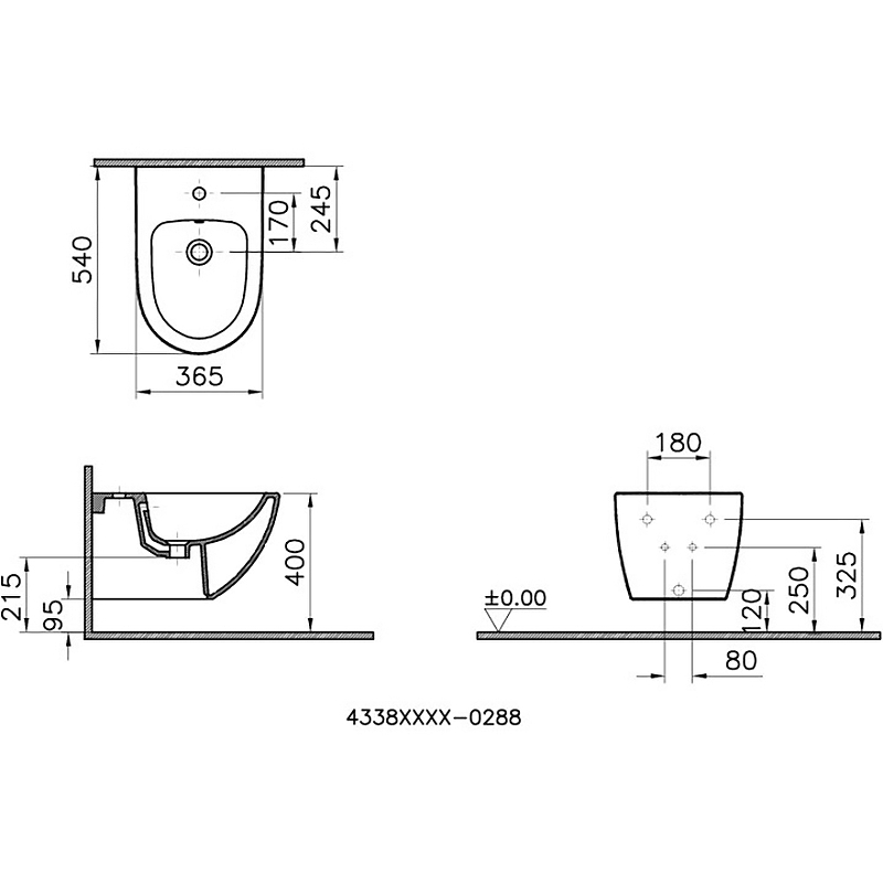 Биде подвесное VitrA Sento 4338B003-1046