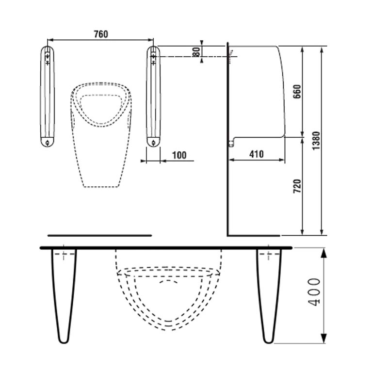 Перегородка для писсуаров Jika SPLIT 4760.1.000.000.1