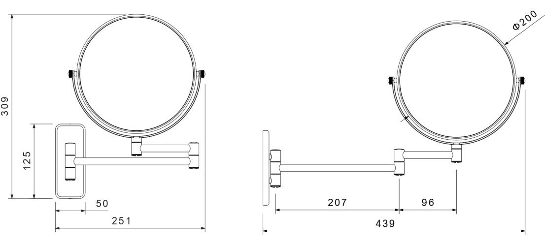 Зеркало косметическое настенное Aquanet 5x увеличение матовый черный AQ4911MB