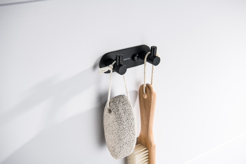 Крючок двойной Aquanet Европа матовый черный AQ4102MB