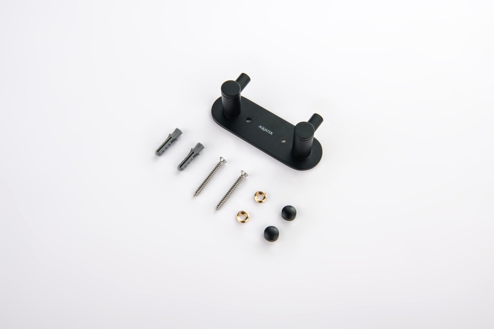 Крючок двойной Aquanet Европа матовый черный AQ4102MB