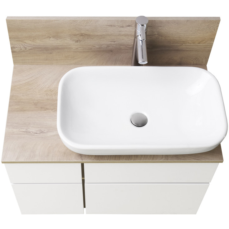 Комплект AQUATON Мишель 80 тумба Дуб Эндгрейн, раковина Инфинити, столешница 1A2445K0MIX40