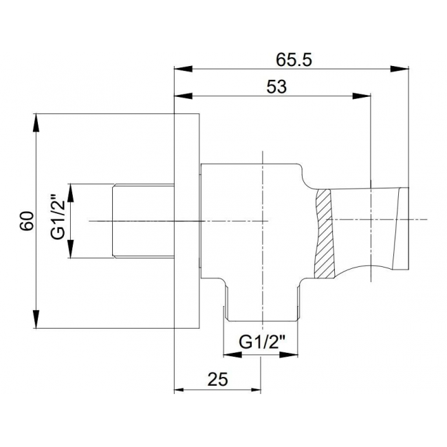 Шланговое подсоединение с держателем для душа TRES матовый черный 102199603C1EX