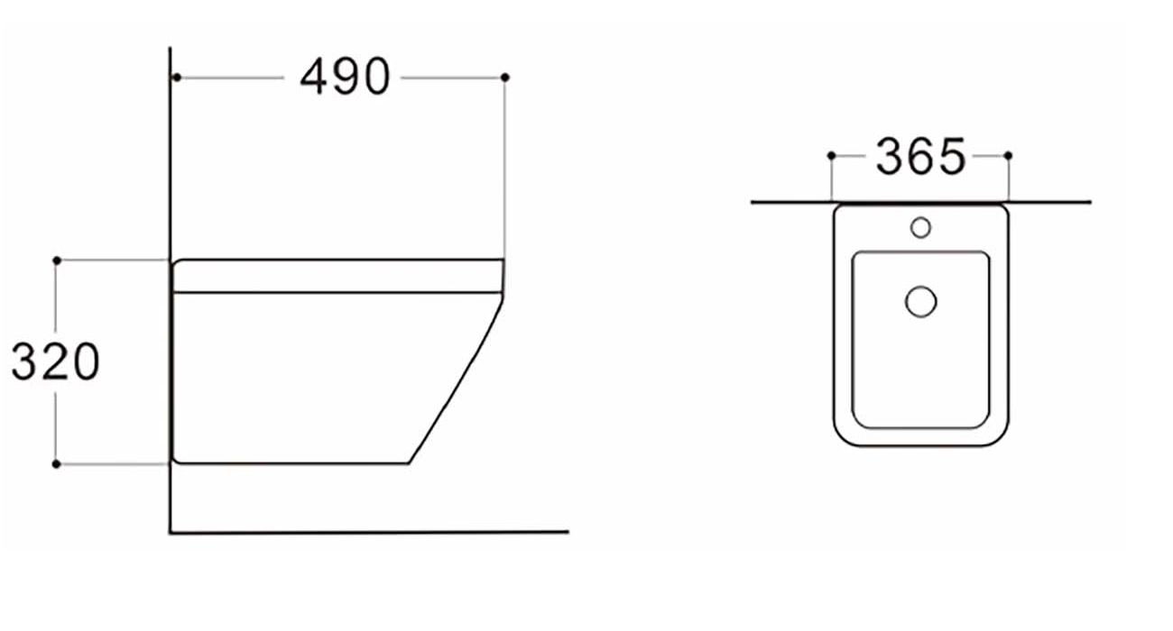 Биде подвесное Aquatek Лира 490х365х320 мм с крепежом AQ1055-00