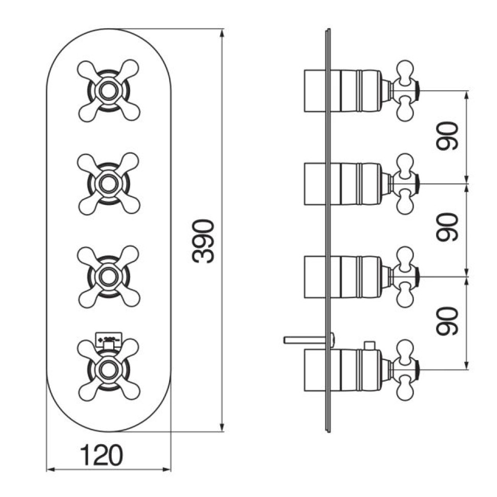Смеситель термостатический Boheme Grazia на 4 потребителя внешняя часть бронза GRC5104BR
