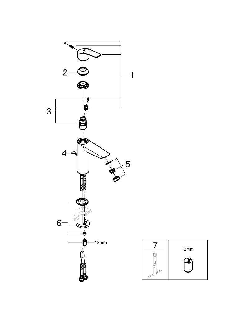 Смеситель для раковины GROHE Eurosmart M-Size с цепочкой хром 23323003