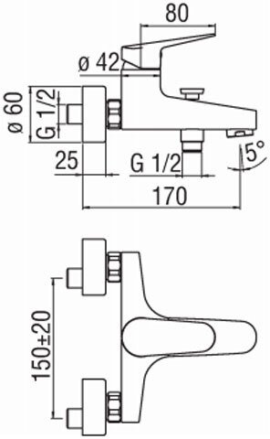 Смеситель для ванны Bongio Blues BS101110/1CR