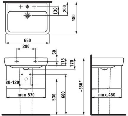Раковина Laufen Pro A 650x480 мм 8.1895.3.000.104.1