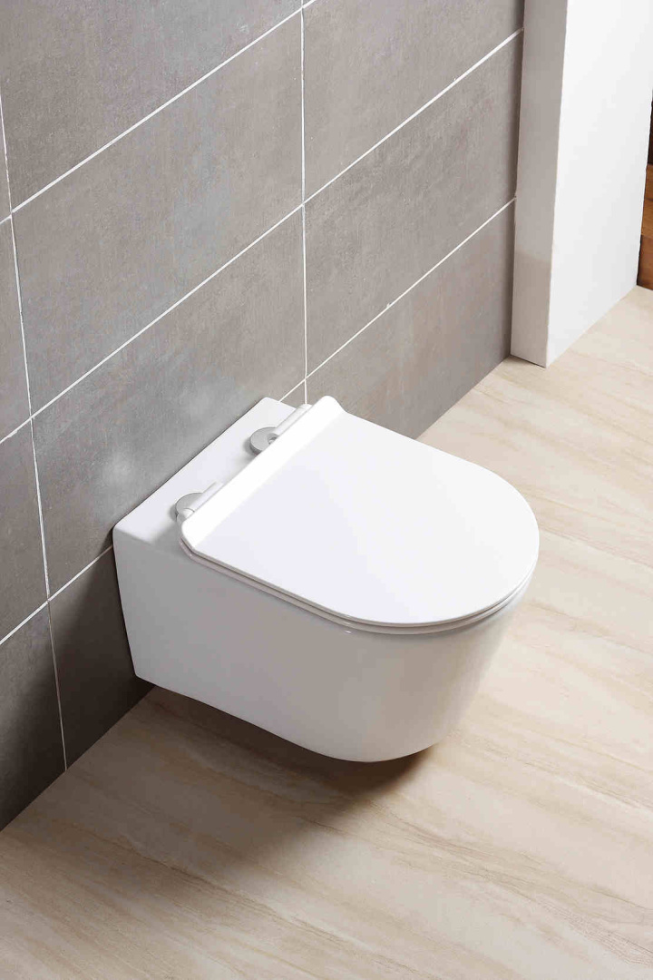 Унитаз подвесной безободковый Aquanet Оберон 531х360х344 мм сиденье микролифт AQ1363W-00