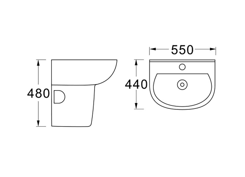 Полупьедестал для раковины AQUATON 300x240x340 мм AQ5421-00