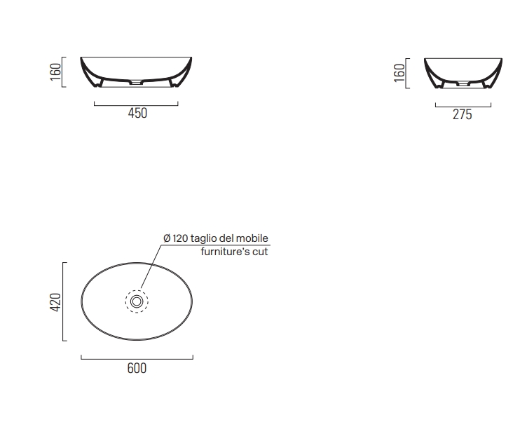 Раковина накладная GSI Pura 60х42 см белый 884211