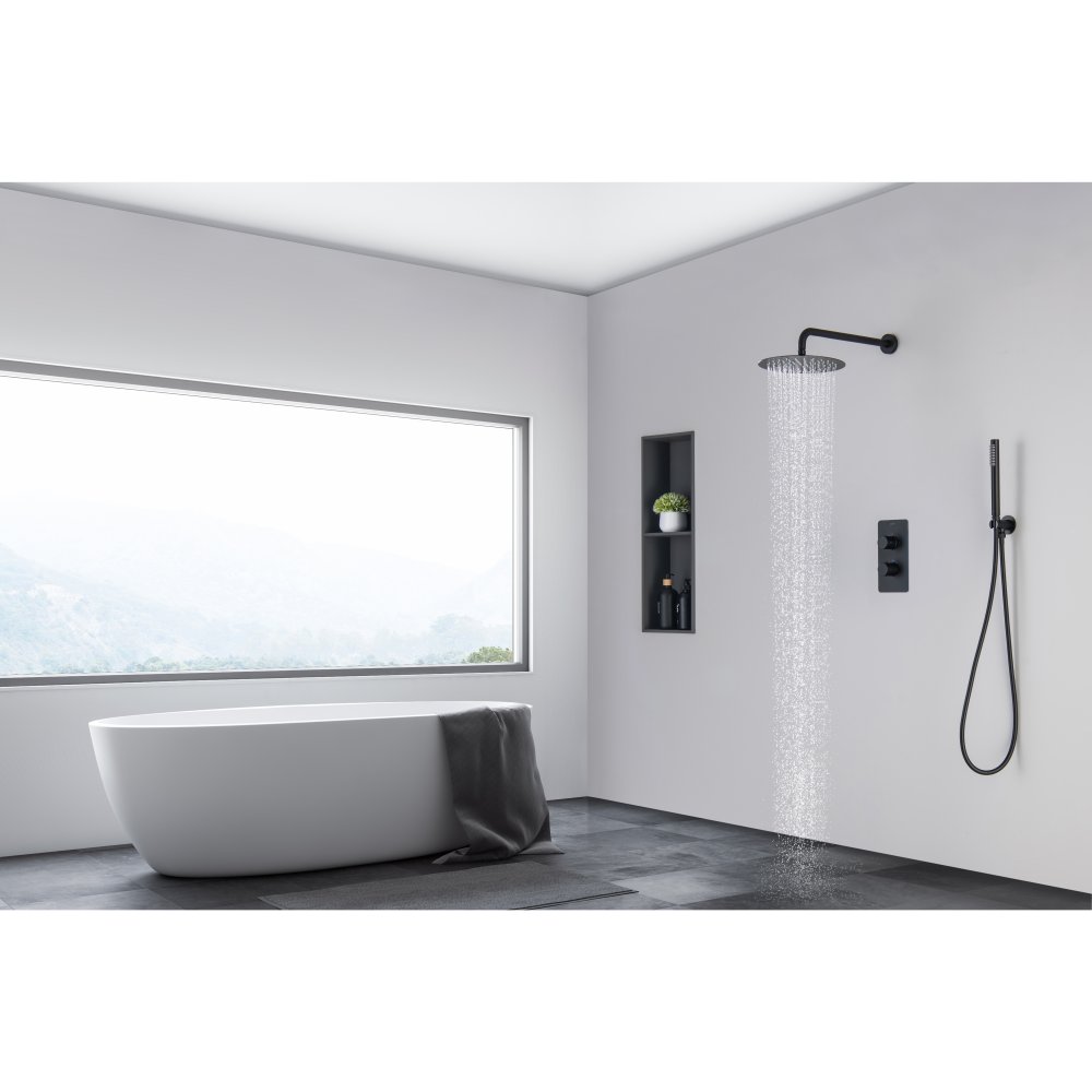 Душевой комплект 3 в 1 Aquanet Европа 2 режима матовый черный AQ1376MB