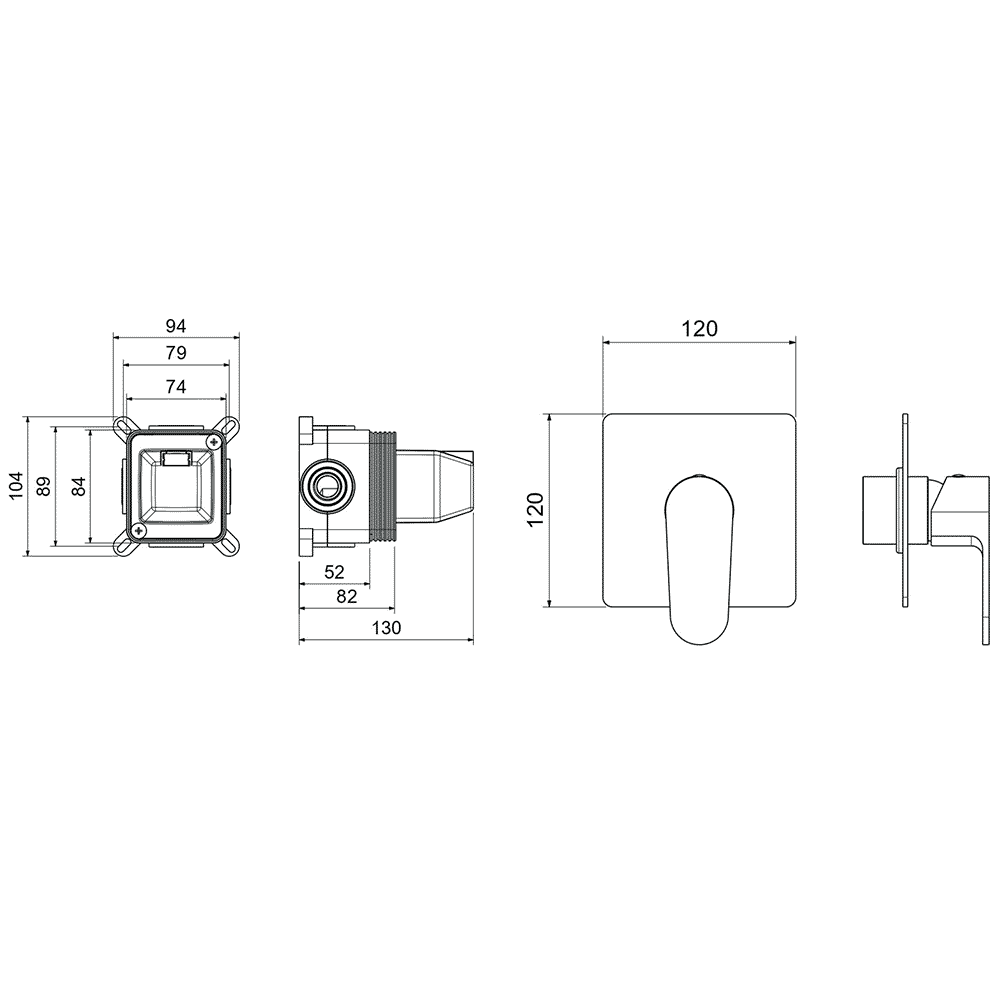 Смеситель для душа Aquanet Oberon скрытого монтажа 1 режим шлифованное золото AQ1266BG