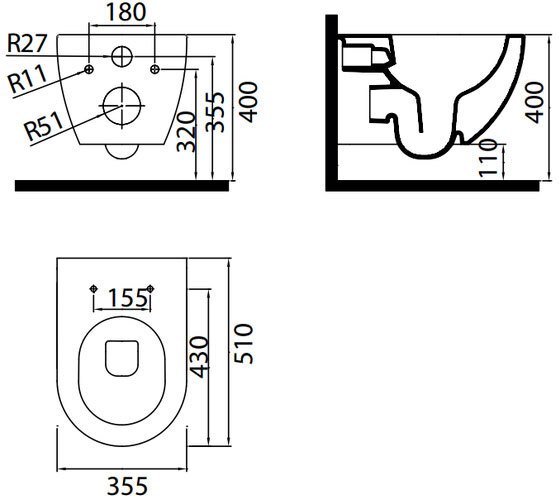 Унитаз подвесной RAVAK Uni Chrome RimOFF безободковый белый X01535