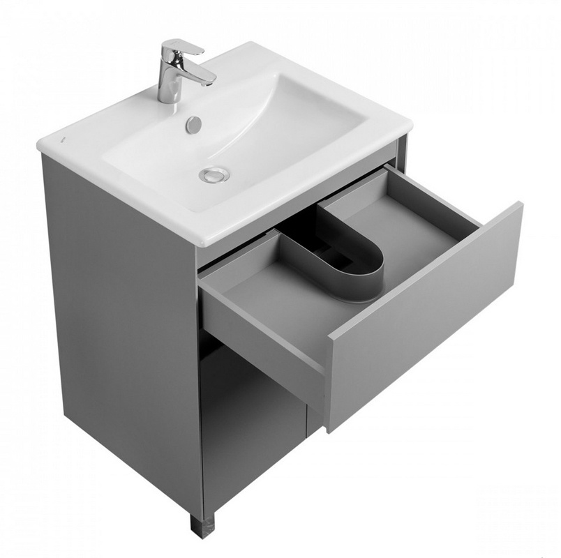 Комплект тумба-умывальник Aquaton Форест 60 Туманный серый и раковина Элина 60 1A2782K0FR4D0