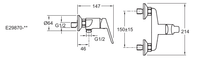 Смеситель для душа Jacob Delafon Aime матовый черный E29870-BL