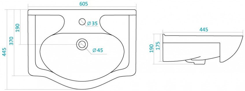 Умывальник Santek Селигер 60 см 1.WH11.0.268
