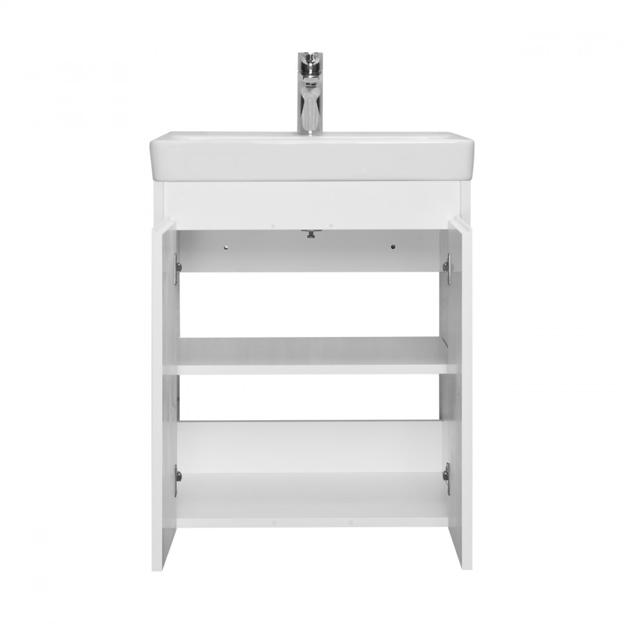 Комплект тумба-умывальник Aquaton Сканди Doors 55 Белый и раковина Адриана 55 1A2788K0SD010