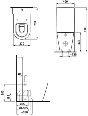 Унитаз напольный приставной LAUFEN Kartell by Laufen белый 8.2333.1.000.000.1
