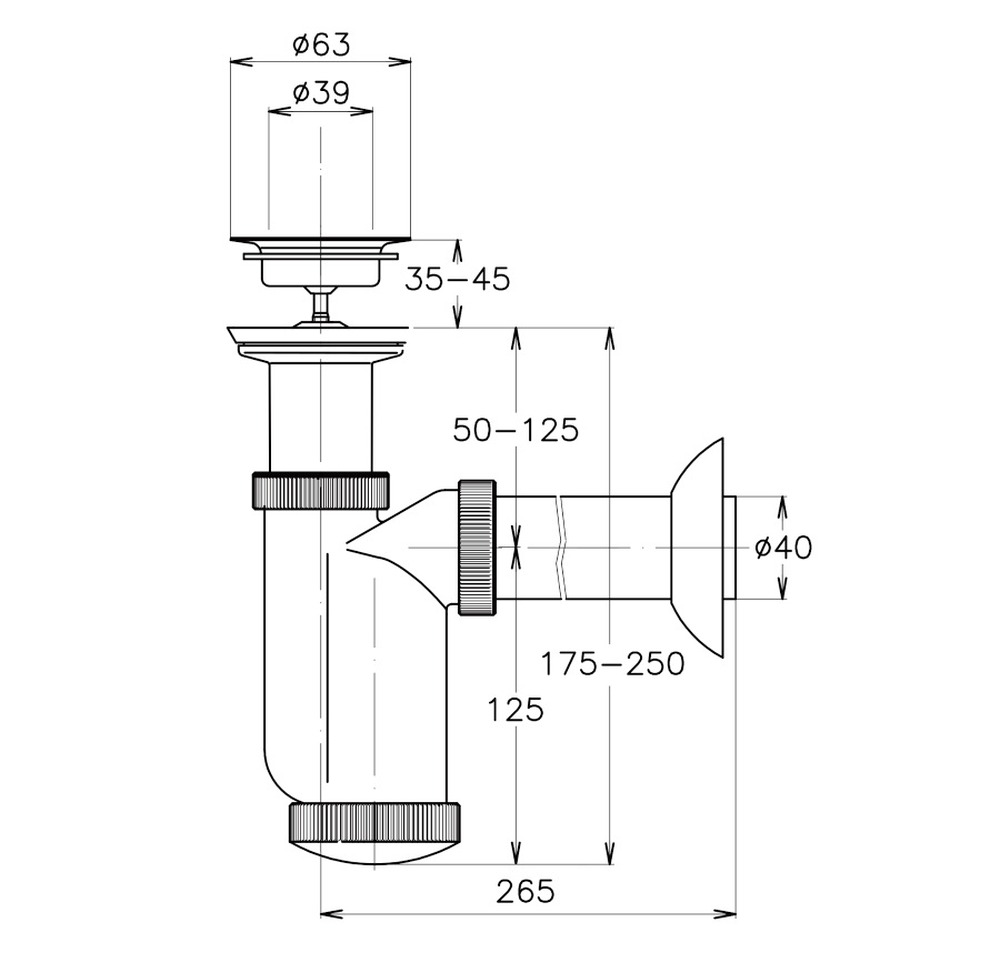 Сифон для писсуара JIKA Domino T1015 белый 9073.0.000.000.1