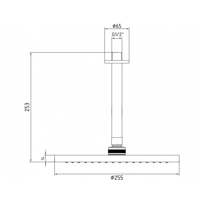 Верхний душ TOPAZ MYRA круглый 255 мм матовый черный 102145033C1EX
