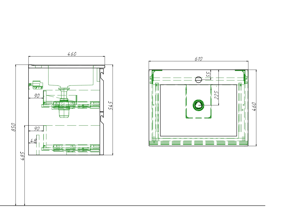 Раковина мебельная AQUATEK 610х465х170 мм тонкий край AQ0460-00
