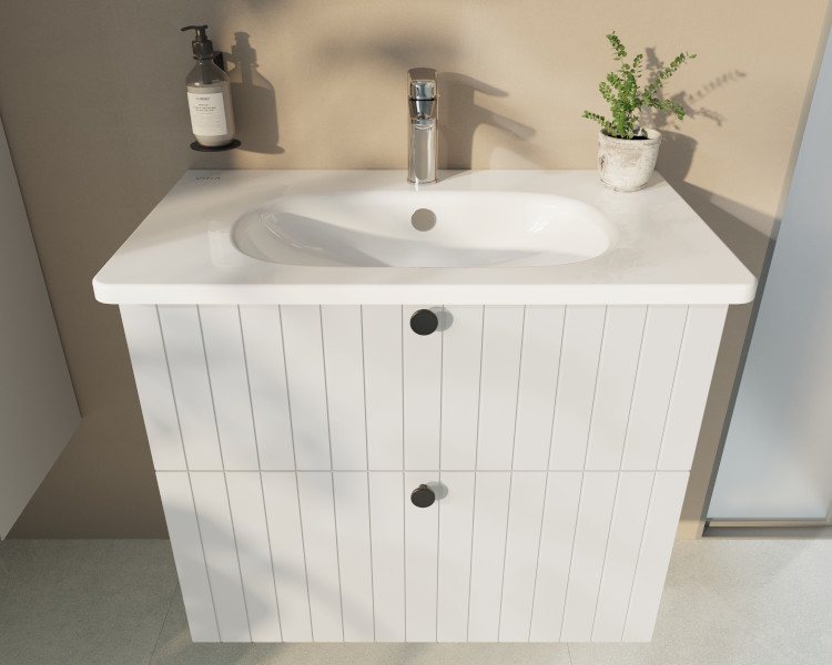 Тумба с раковиной VitrA Root Groove 80 см 2 ящика матовый белый 69436