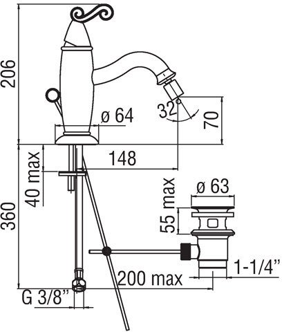 Смеситель для биде Remer Dubai DB00119/1CR хром DB00119/1CR