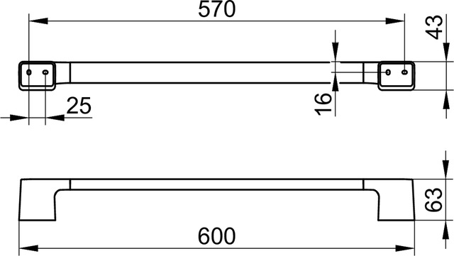 Полотенцедержатель Keuco Aveno 600 мм с клеевым комплектом черный матовый 14601370600