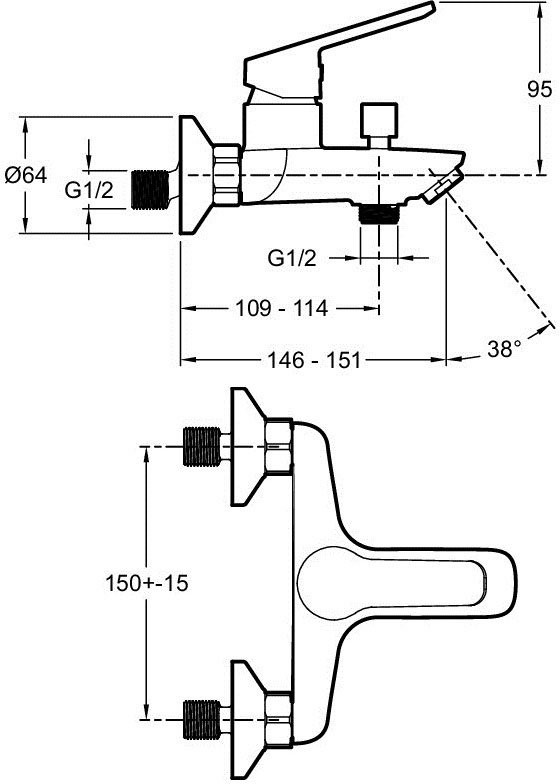 Смеситель для ванны Jacob Delafon Aime матовый черный E29871-BL