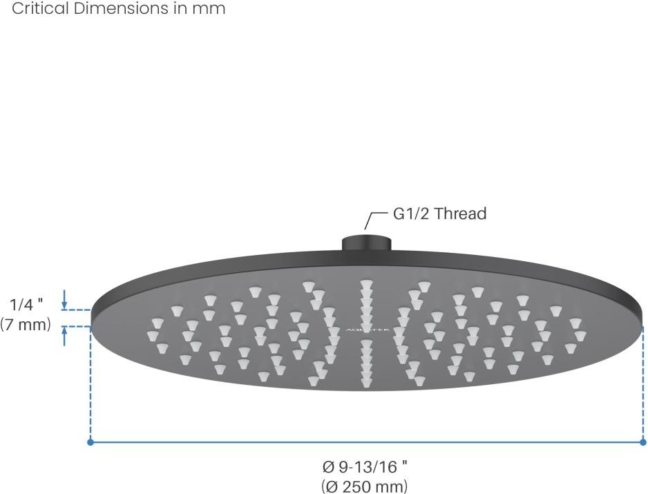 Верхний душ Aquanet AQ2077MB круглый 250х7 мм матовый черный AQ2077MB