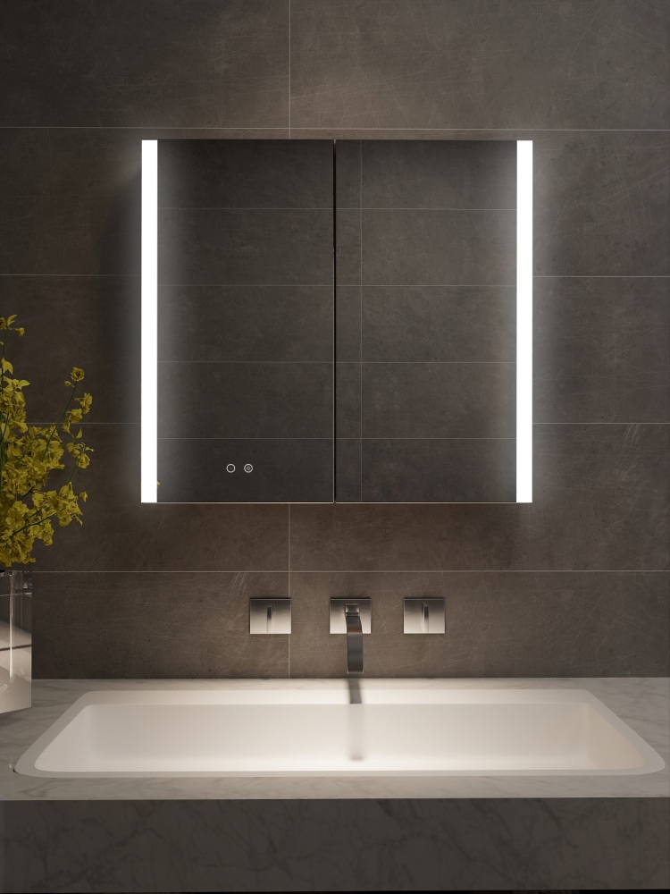 Зеркальный шкаф AQUATON 1000x700x133 мм алюминиевый акриловая подсветка антизапотевание AQ7109-MLC