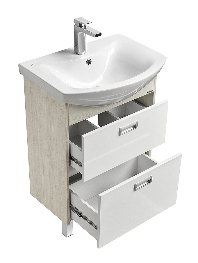 Комплект мебели для ванной AQUATON Бекка 60 тумба-умывальник и раковина Балтика 60 1A1966K1BAC20