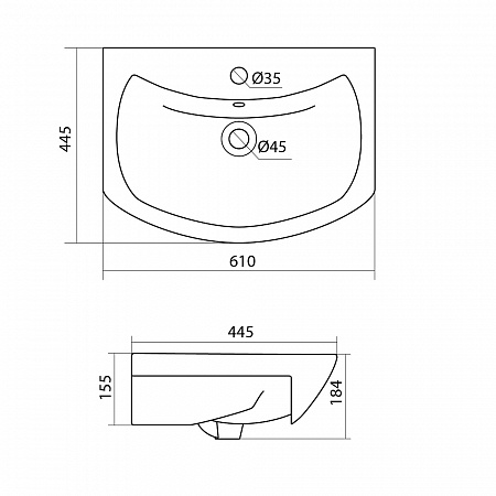 Комплект мебели для ванной AQUATON Бекка 60 тумба-умывальник и раковина Балтика 60 1A1966K1BAC20