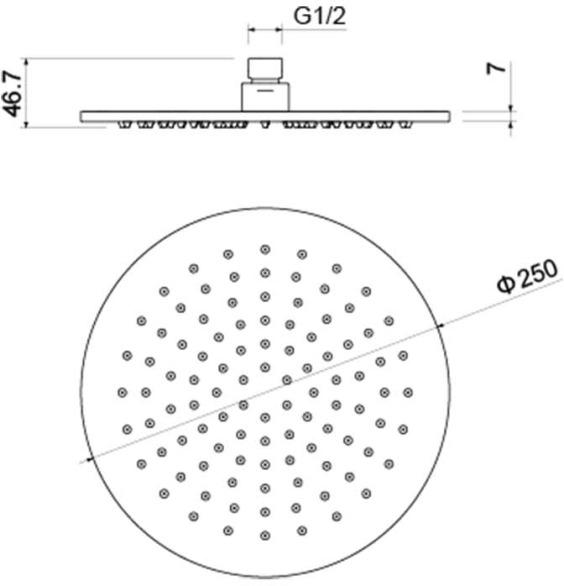 Верхний душ Aquanet AQ2077MB круглый 250х7 мм матовый черный AQ2077MB
