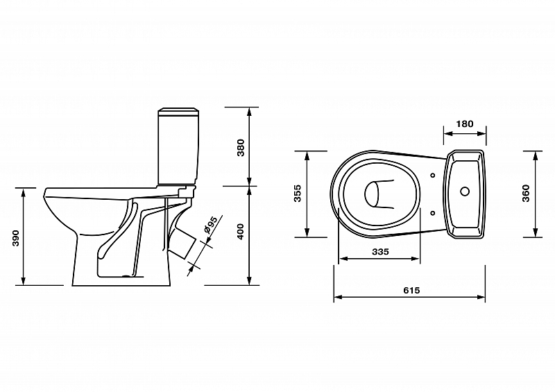 Унитаз-компакт Santek Элисса Оптима Стандарт косой выпуск нижний подвод 43901110302