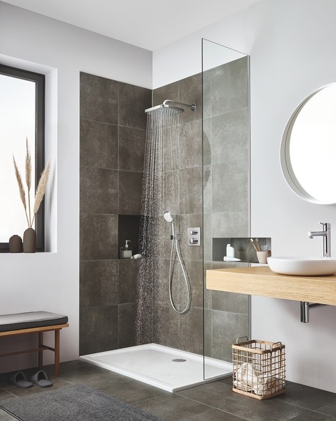 Термостат для душа GROHE Grohtherm с переключателем на 2 положения квадратная розетка хром 24079000