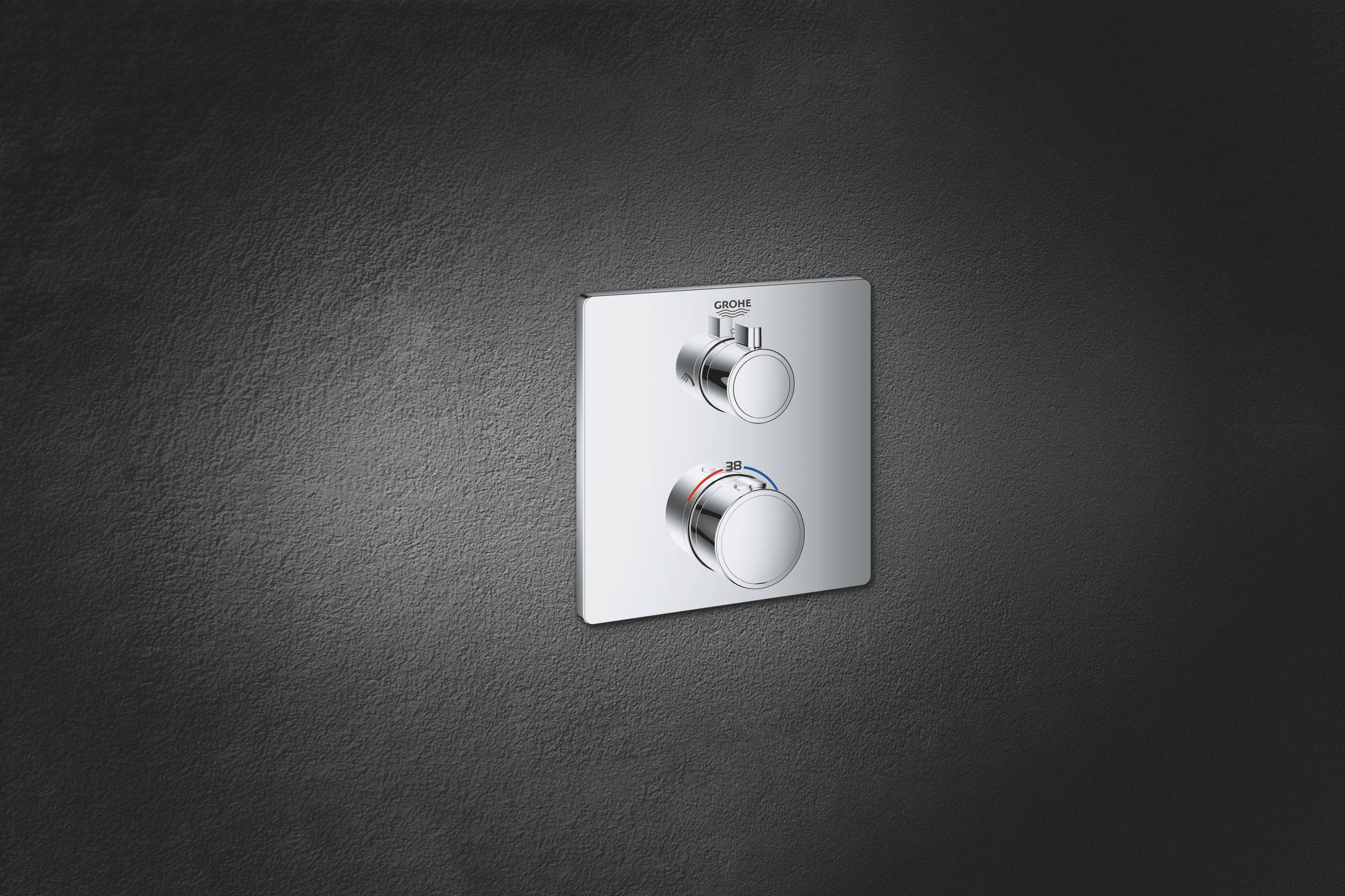 Термостат для душа GROHE Grohtherm с переключателем на 2 положения квадратная розетка хром 24079000