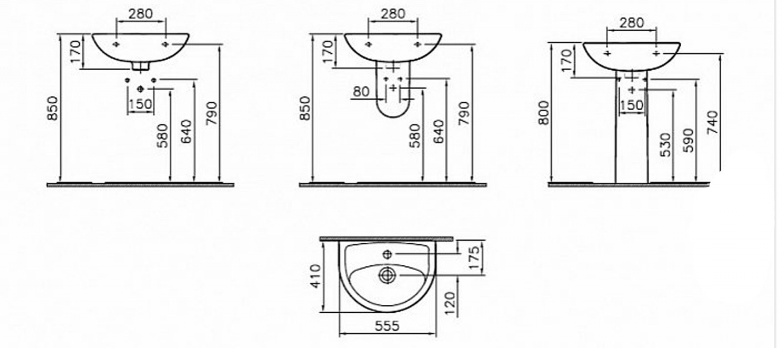Раковина VitrA Norm Fit 55 см 6894B099-1776